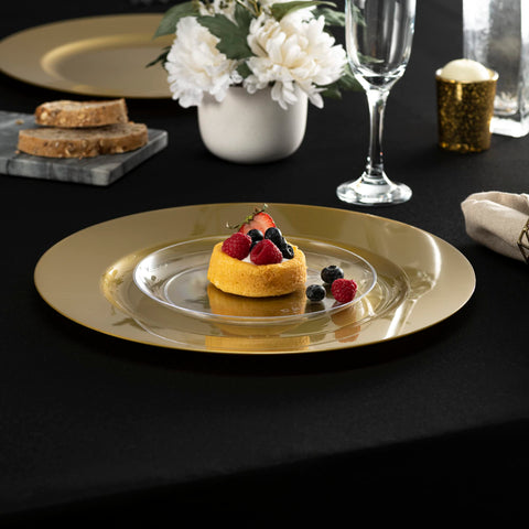 ELEGANT DISPOSABLES gold serving platter image, ideal for buffet-style service and easy cleanup.