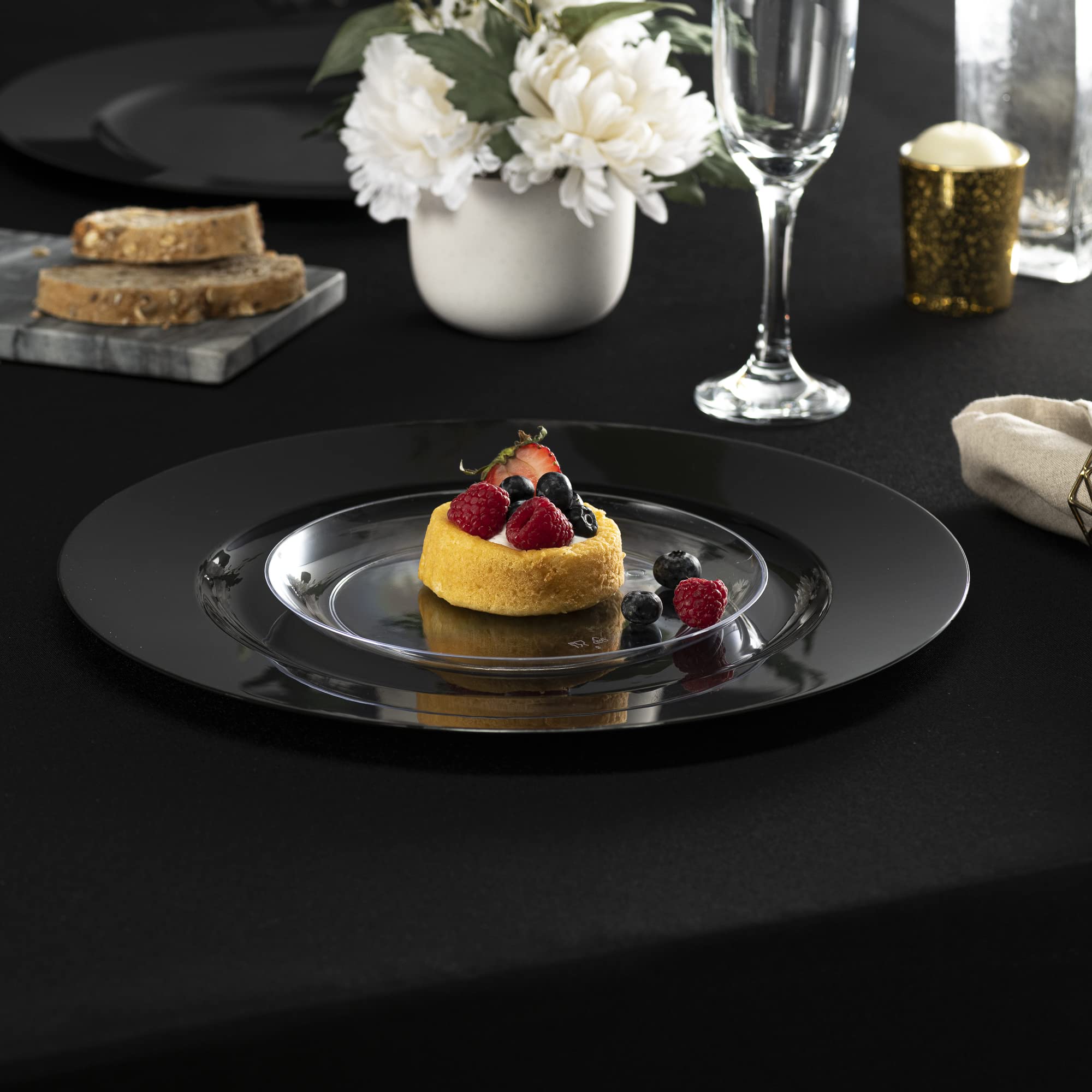 Elegant Disposables wedding tableware black image for weddings and special occasions.