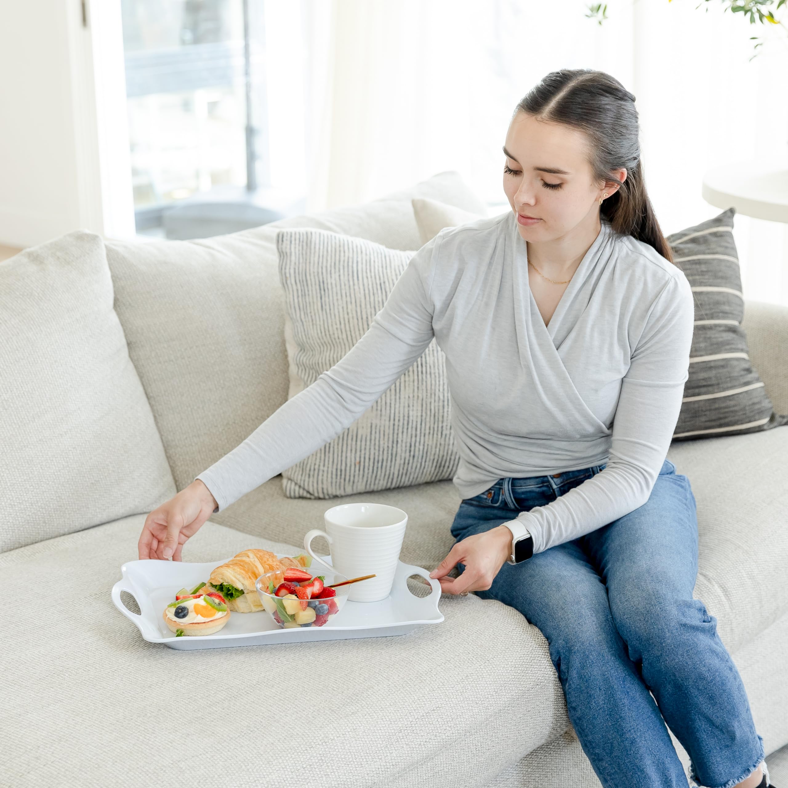 Elegant Eats 17x11.5 tray; lightweight yet roomy for cookies, vegetables, and meat platters.