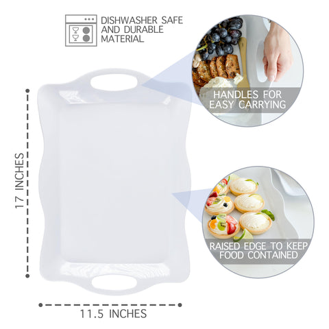 Elegant Eats melamine tray set; BPA-free and shatterproof for everyday use.