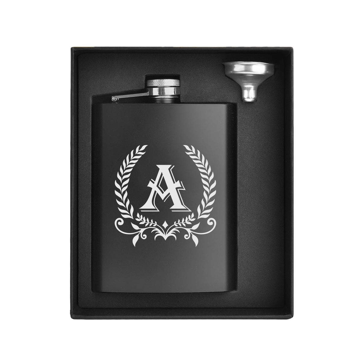 ELEGANTPARK 8 oz flask with engraved initial A for a refined wedding gift.