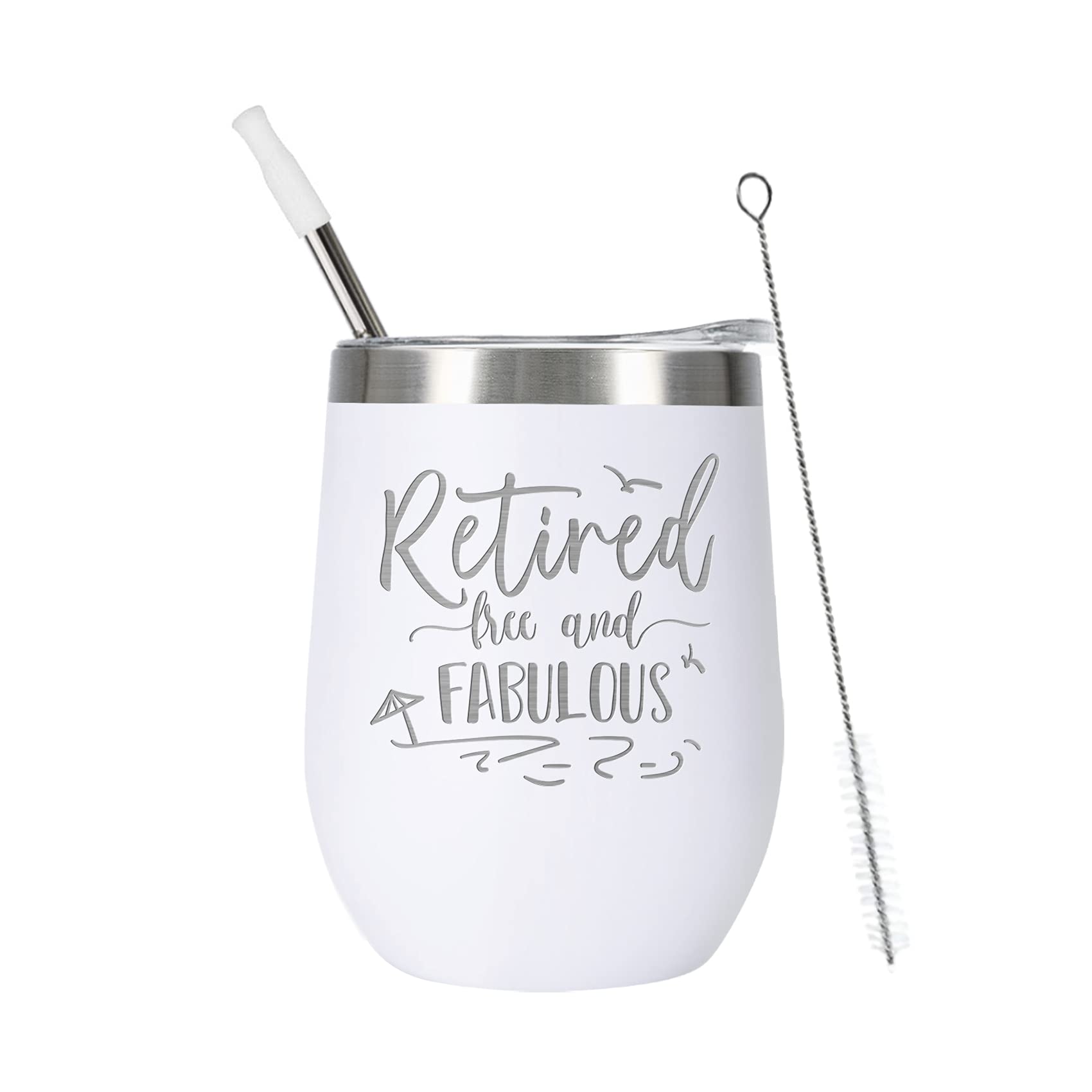 ELEGANTPARK engraved slogan tumbler featuring Retired Free and Fabulous.