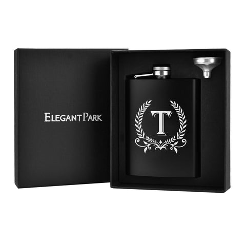 ElegantPark 8 oz stainless-steel flask with funnel for easy use.