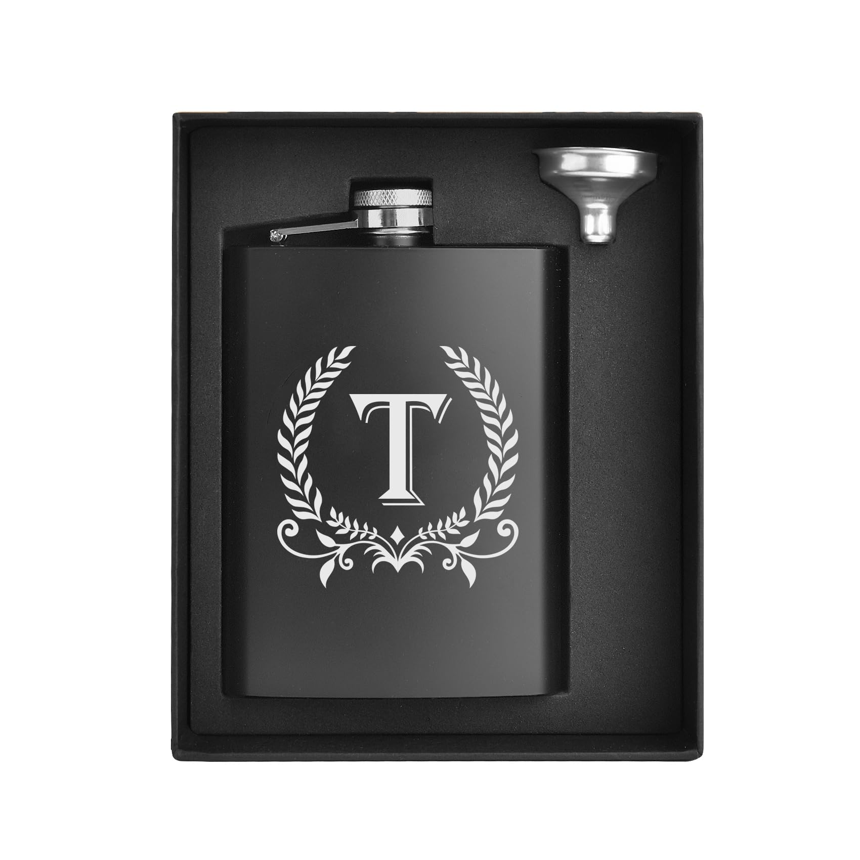 ElegantPark hip flask with engraved initials for a personalized gift.