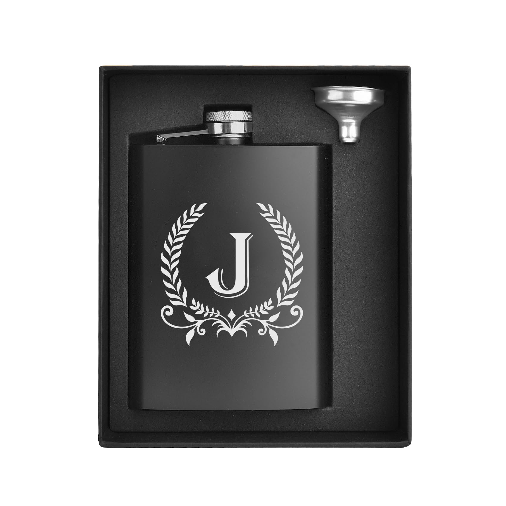 ELEGANTPARK hip flask with monogram branch design for a refined personalized gift.