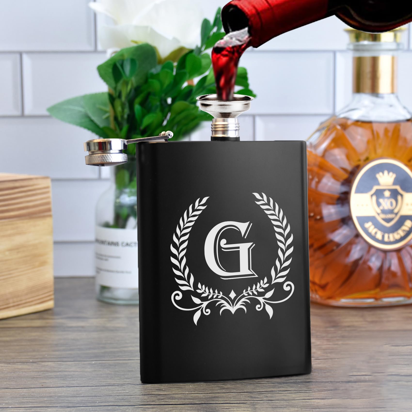ELEGANTPARK hip flask with funnel, convenient on the go