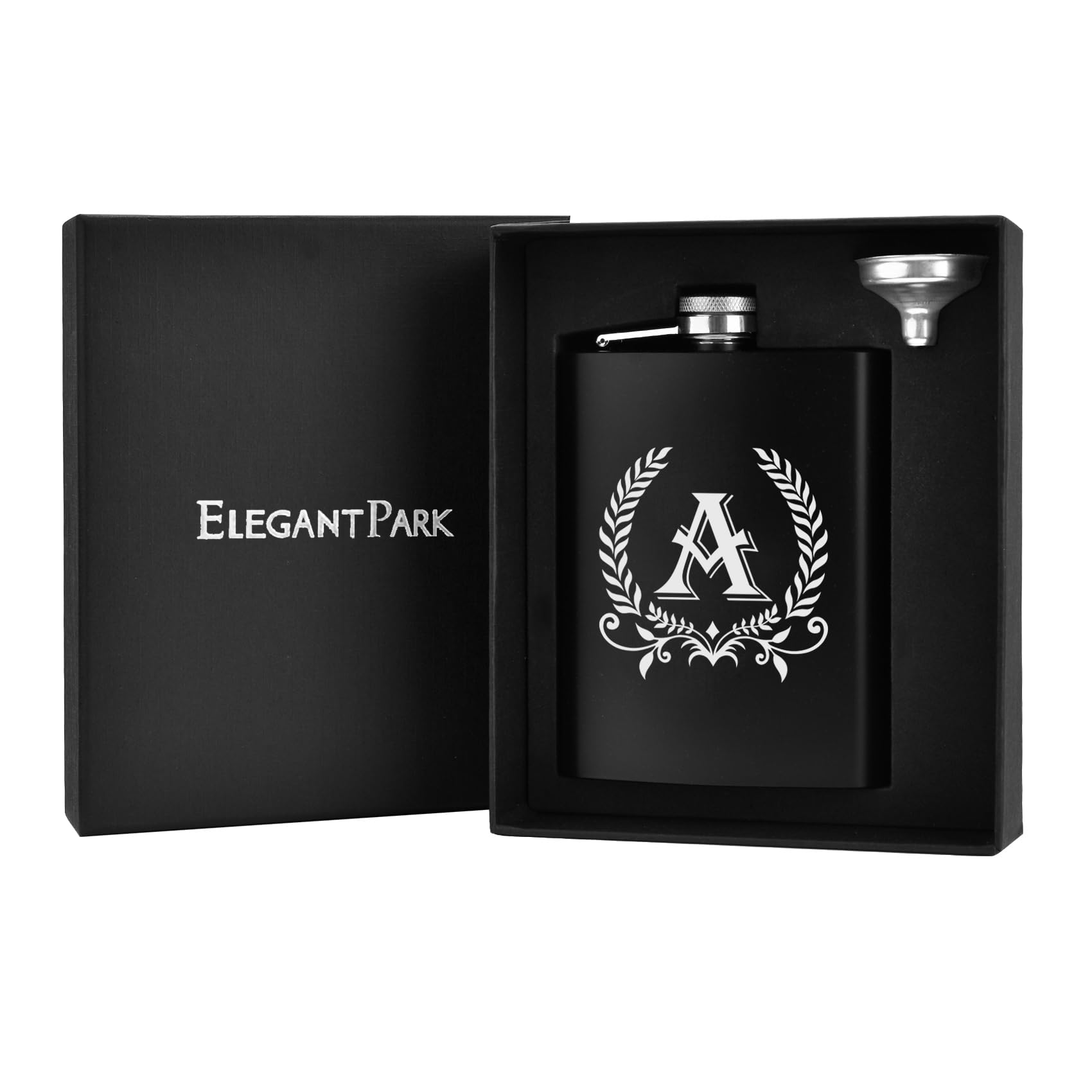 ELEGANTPARK monogram design flask showcasing a personal touch for him.