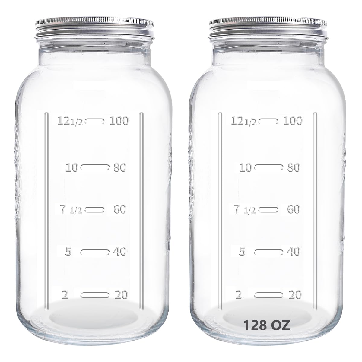 ElegantTime 128 oz Mason jar top view highlights extra capacity for bulk storage