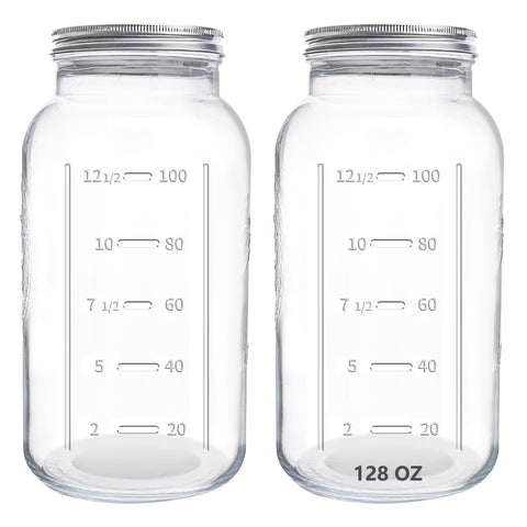 ElegantTime 128 oz Mason jar top view highlights extra capacity for bulk storage