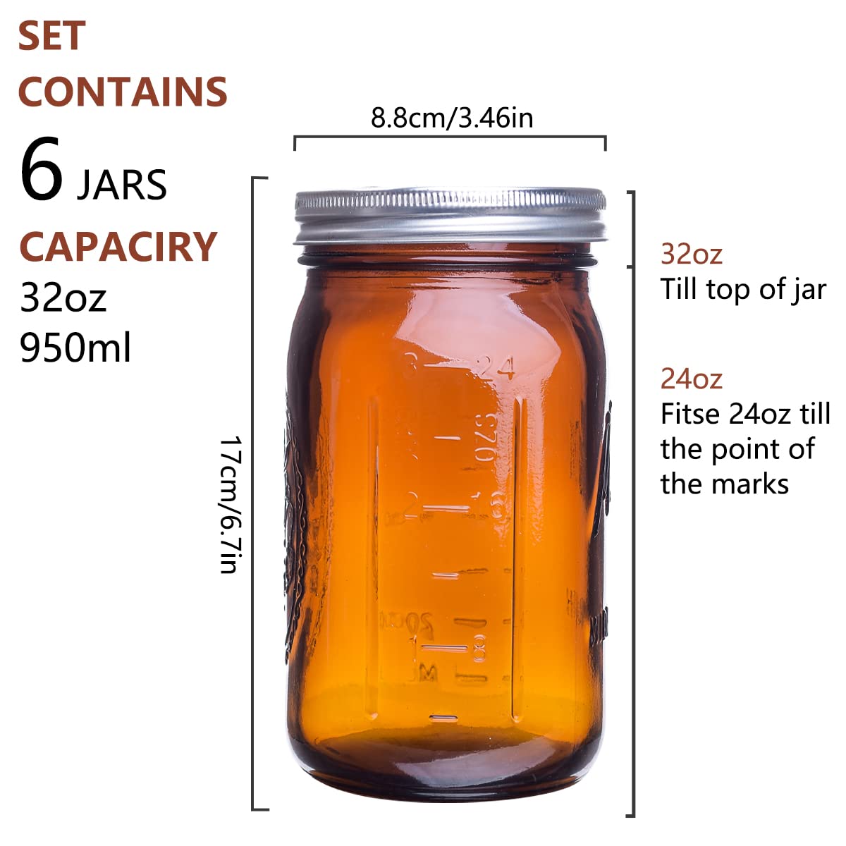 ElegantTime amber-glass mason jar lid closeup showing airtight seal for freshness.