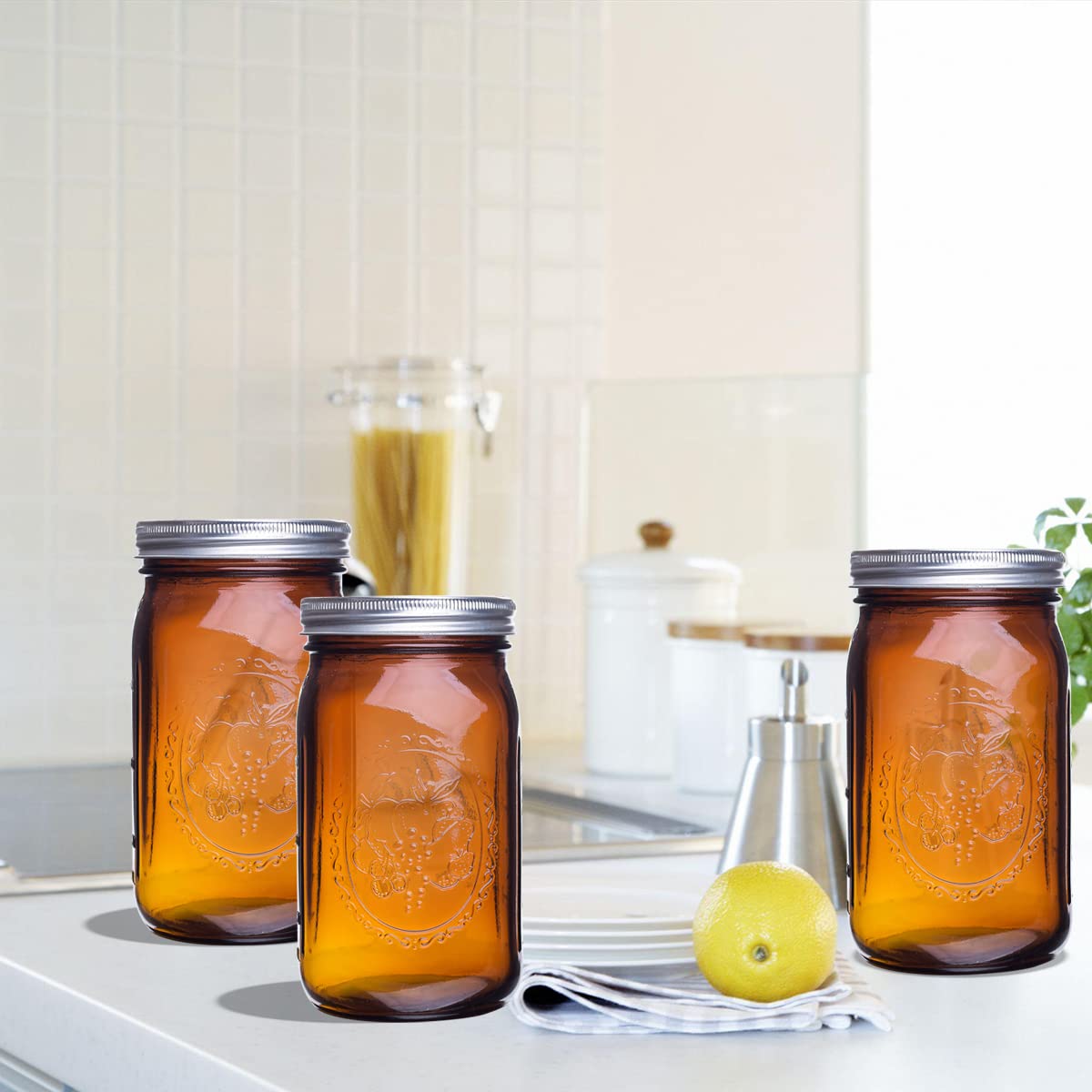 ElegantTime jam-preserve amber jar ideal for fruit spreads.
