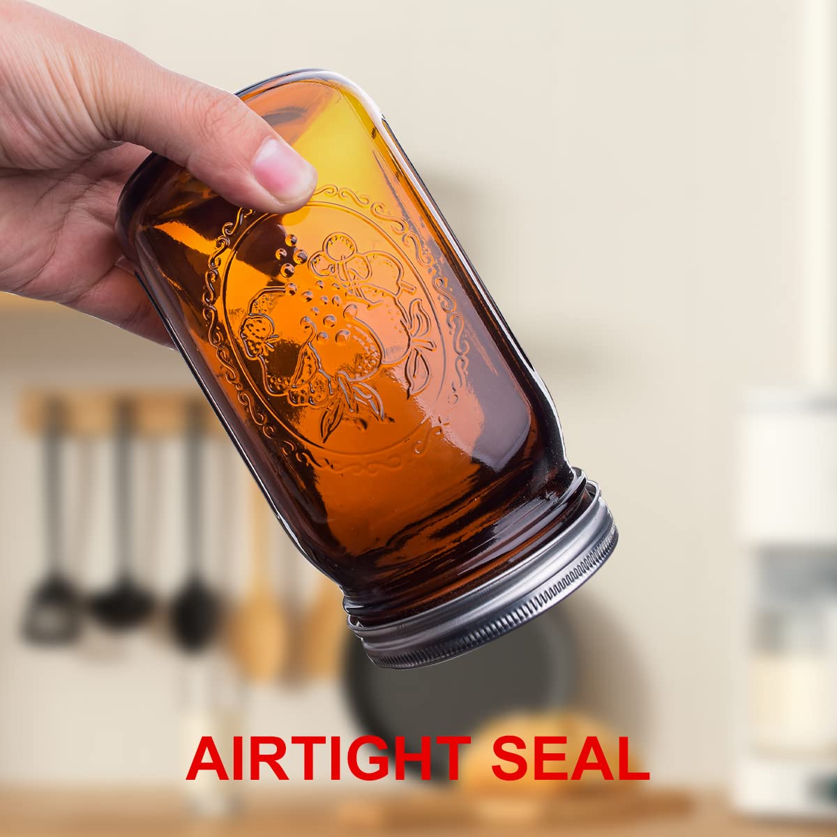 ElegantTime six-pack amber jars ready for pantry organization.
