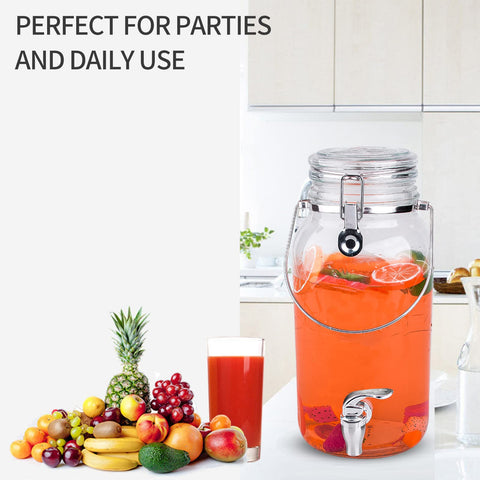 Eleganttime thick glass non-drip spigot provides smooth pouring with minimal spills.