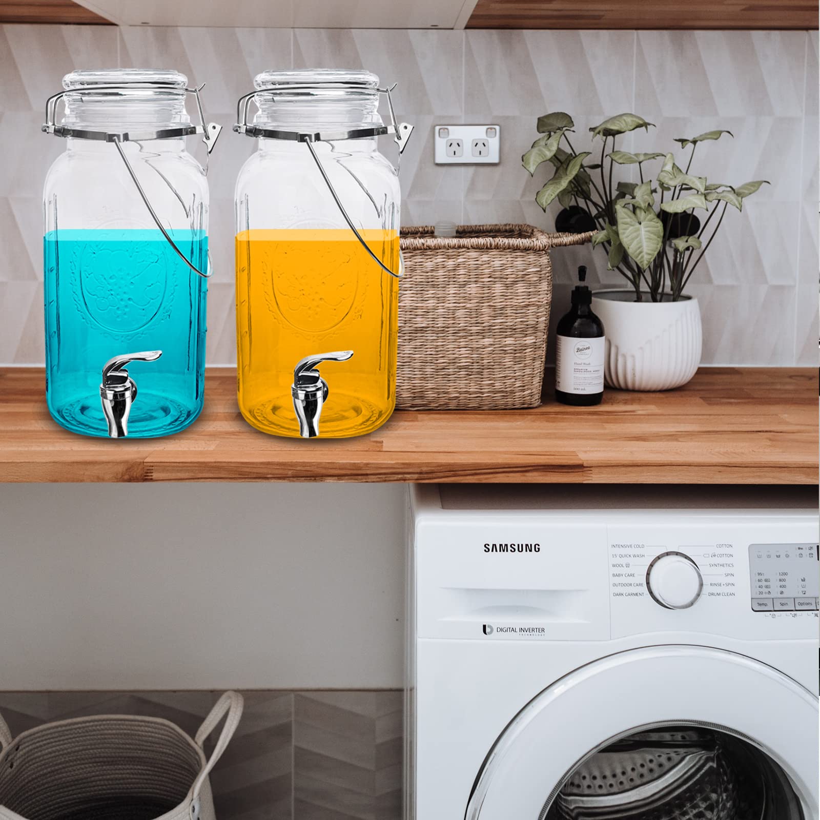 Eleganttime vintage-style mason jar dispenser enhances decor while serving beverages.