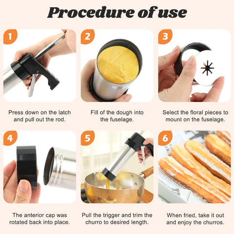Elegicklip churro piping tips with 8 tips for diverse designs.