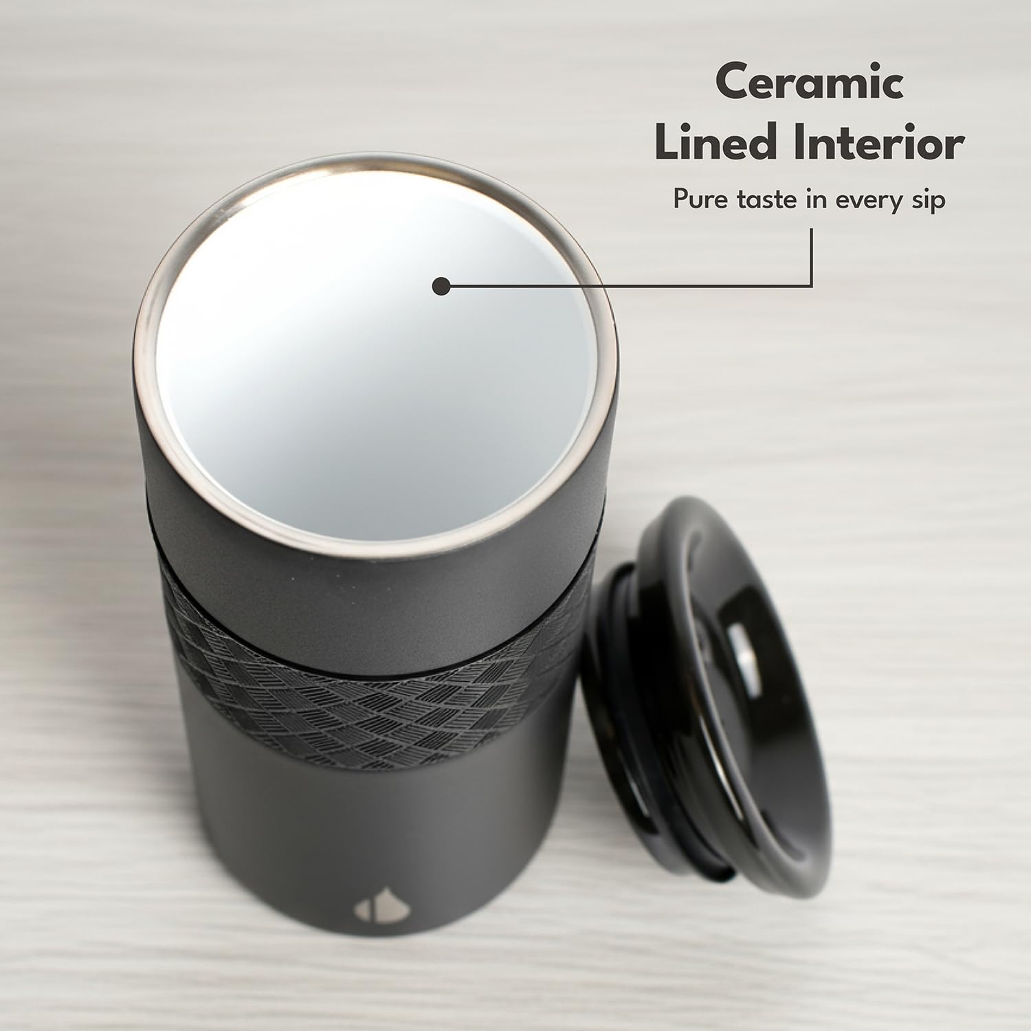 Elemental Artisan 16oz black tumbler with secure lid for travel