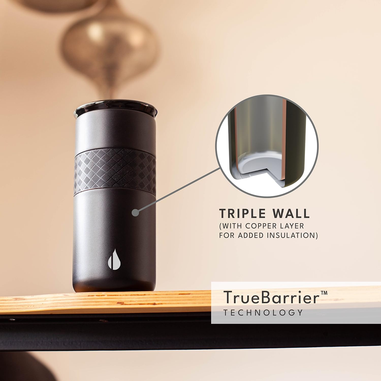 Elemental Artisan ceramic lid adds pleasant mouthfeel while sipping