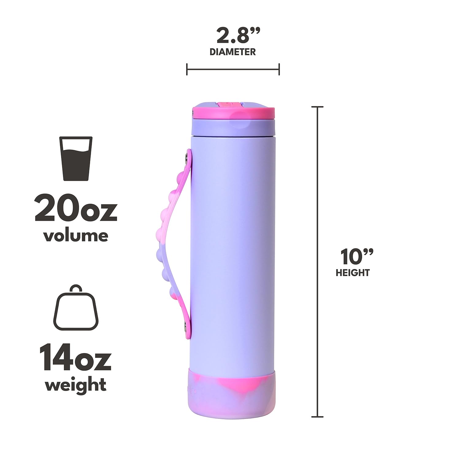 Elemental Iconic Kids Water Bottle 20oz capacity ideal for daily hydration.