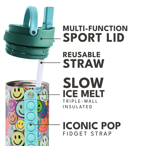 Elemental Iconic Kids Water Bottle fits backpacks and lunchboxes easily