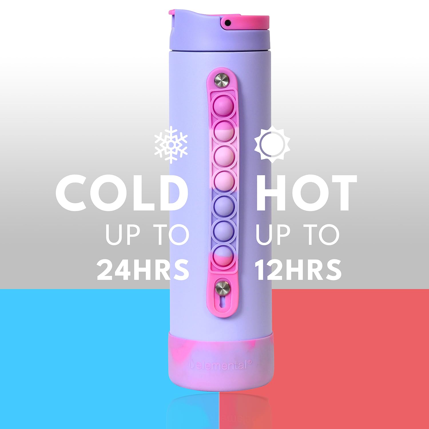 Elemental Iconic Kids Water Bottle fits backpacks and lunchboxes.