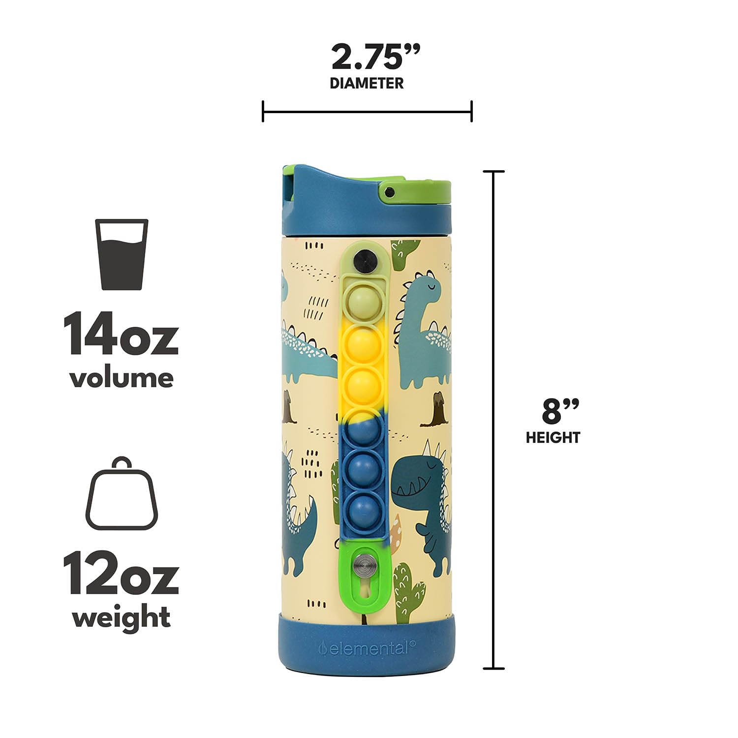Elemental Iconic Kids Water Bottle BPA-free materials for daily use
