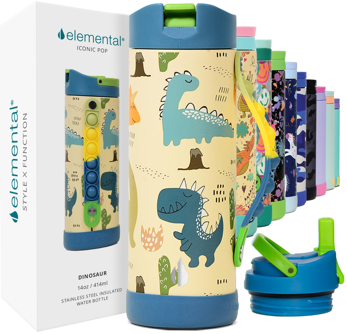 Elemental Iconic Kids Water Bottle full view for school use