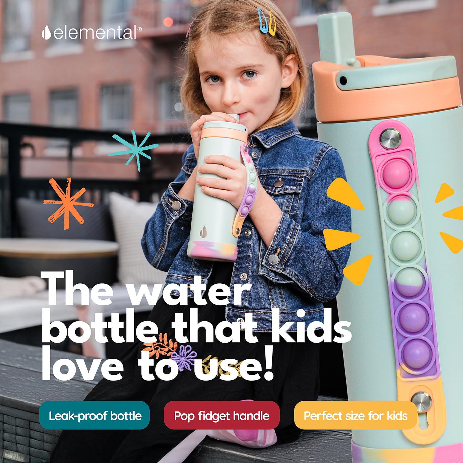 Elemental mint sorbet bottle fits backpacks for busy school days