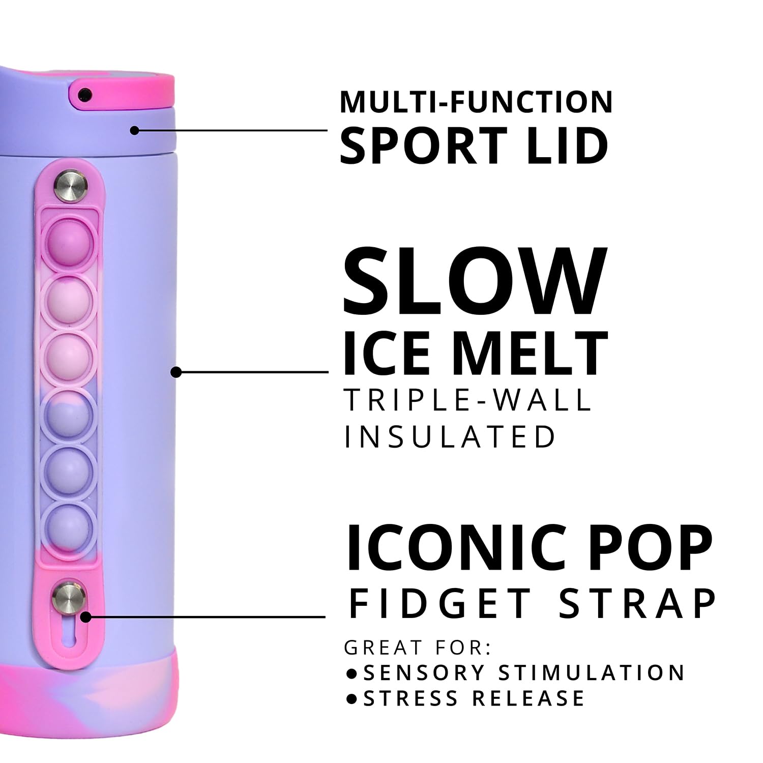 Elemental Iconic Kids Water Bottle protective silicone boot guards against dents.