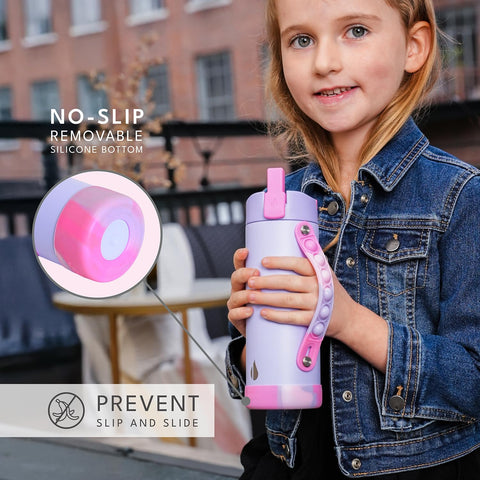Elemental Iconic Kids Water Bottle straw lid for easy opening and spill protection.