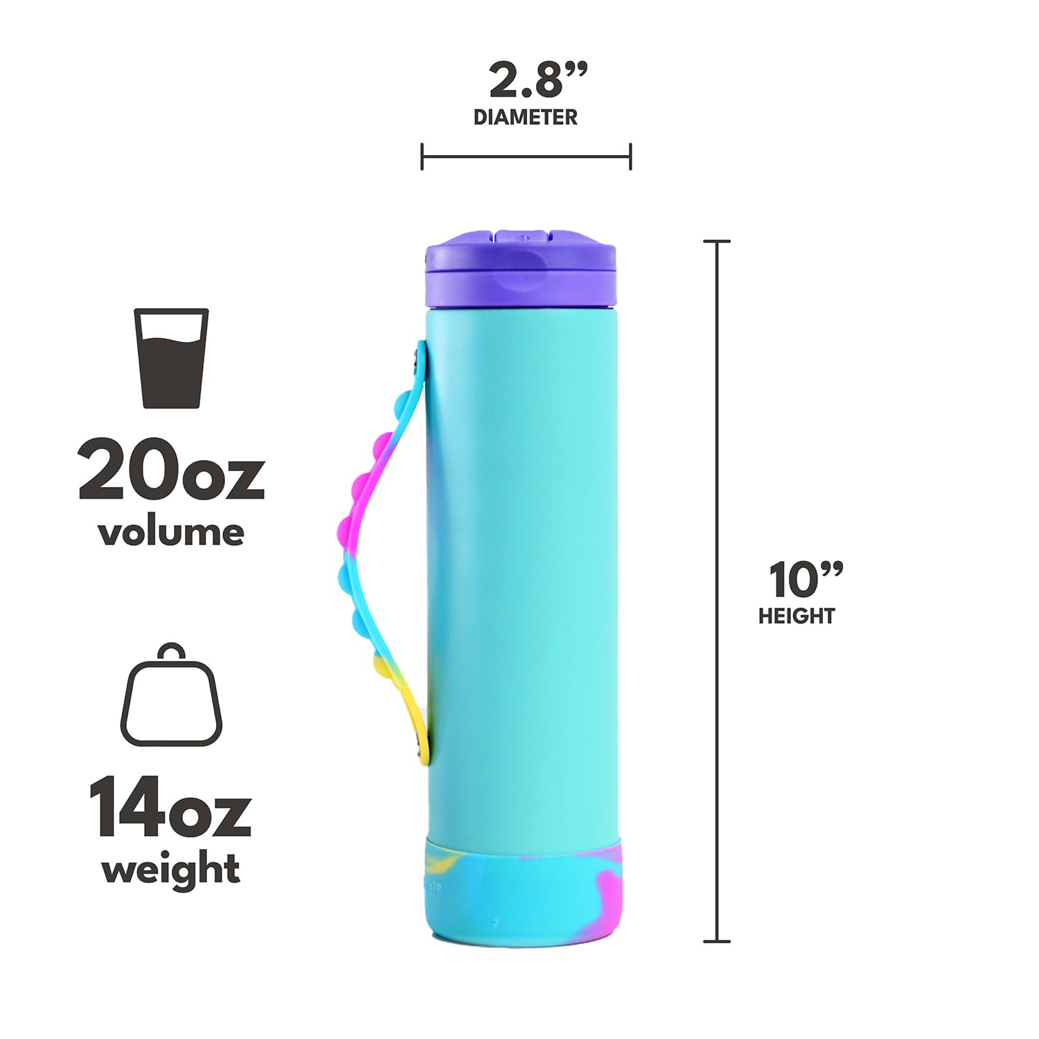 Elemental Iconic bottle fits backpacks for convenient on-the-go hydration.