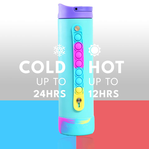 Elemental Iconic 20oz blue tie-dye bottle for everyday hydration.