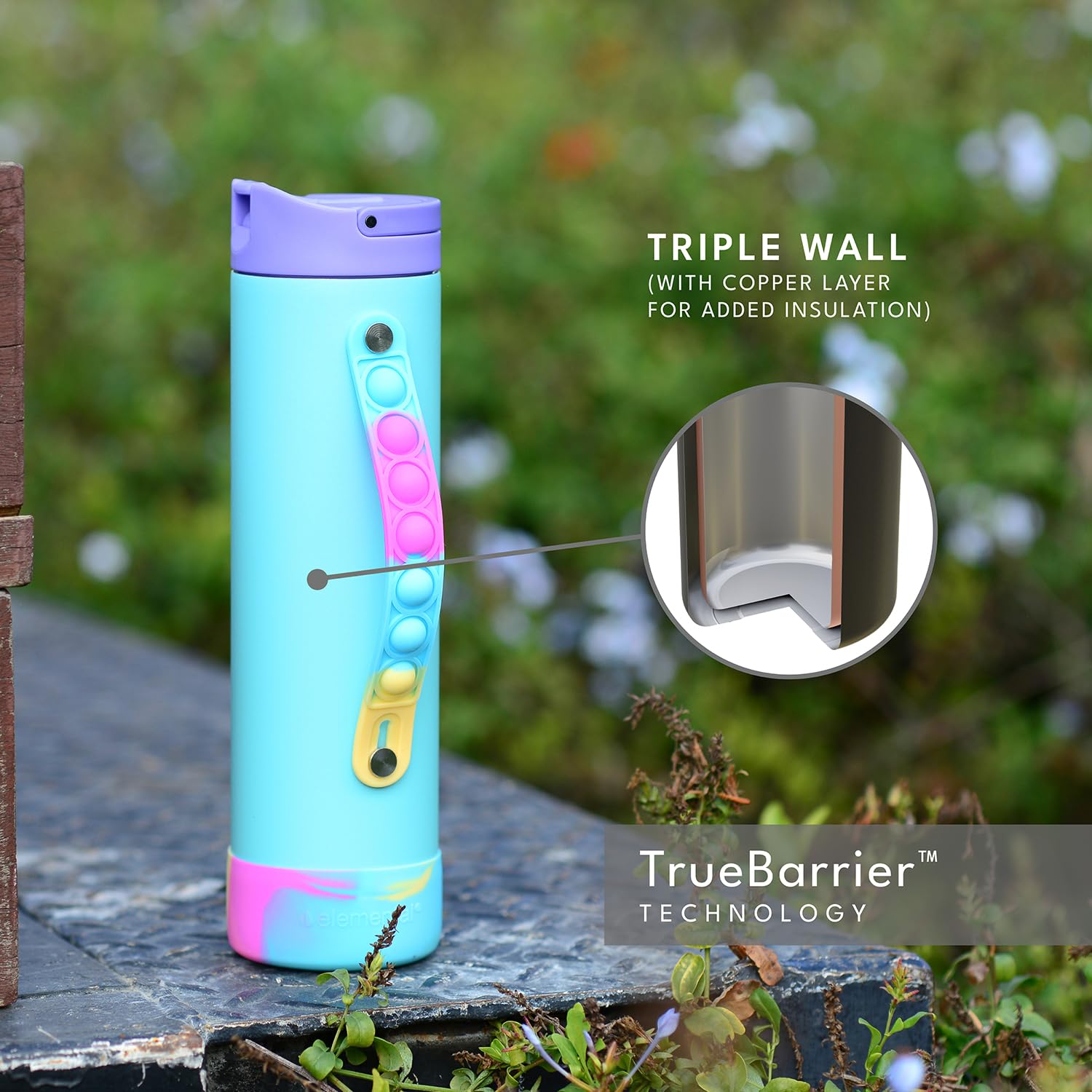 Elemental Iconic BPA-free bottle safe for daily use.