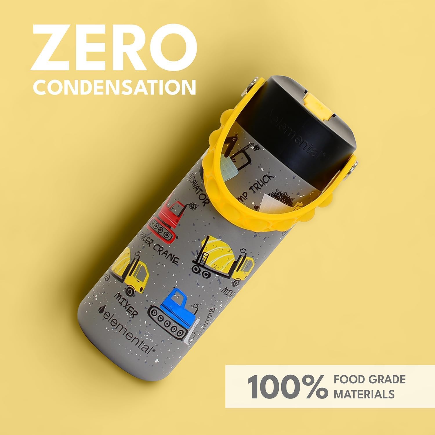 Elemental 18oz capacity bottle built for busy kids on the go.