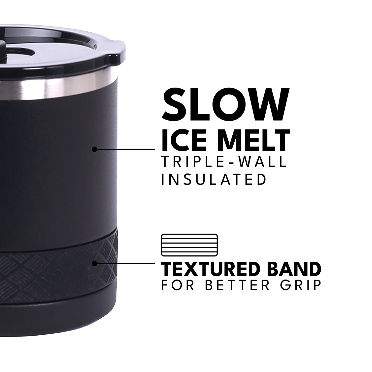 Elemental Recess Lowball Tumbler’s compact 10oz size fits cups and bags.
