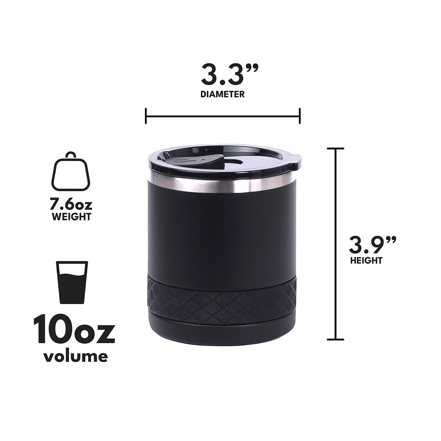 Elemental Recess Lowball Tumbler with Tritan lid provides easy sipping on the go.