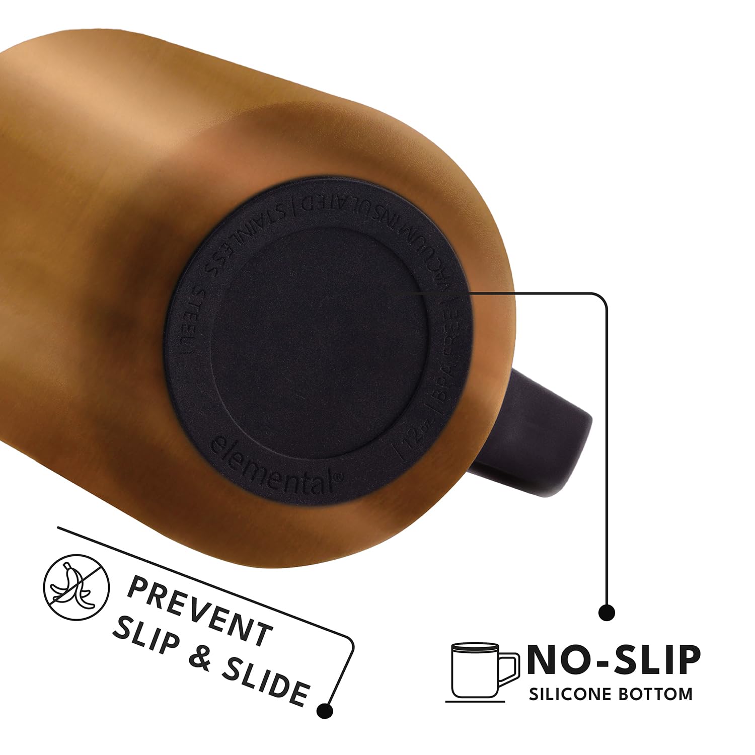 Copper lining interior of Elemental Summit mug, showcasing insulation design.