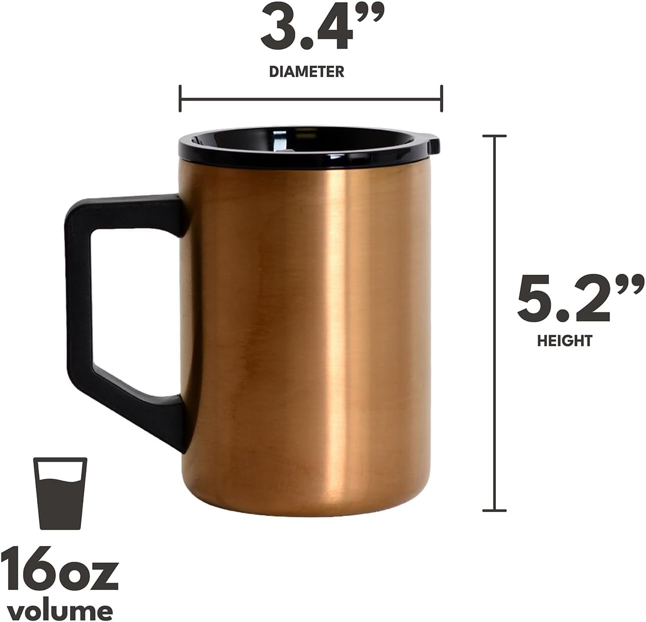 Elemental Summit mug with lid, sip-friendly, keeps drinks at the right temperature.