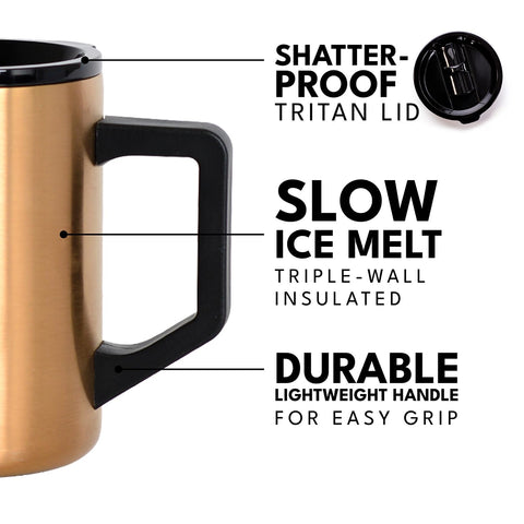 Dishwasher-safe Elemental Summit mug on a rack for easy cleaning.