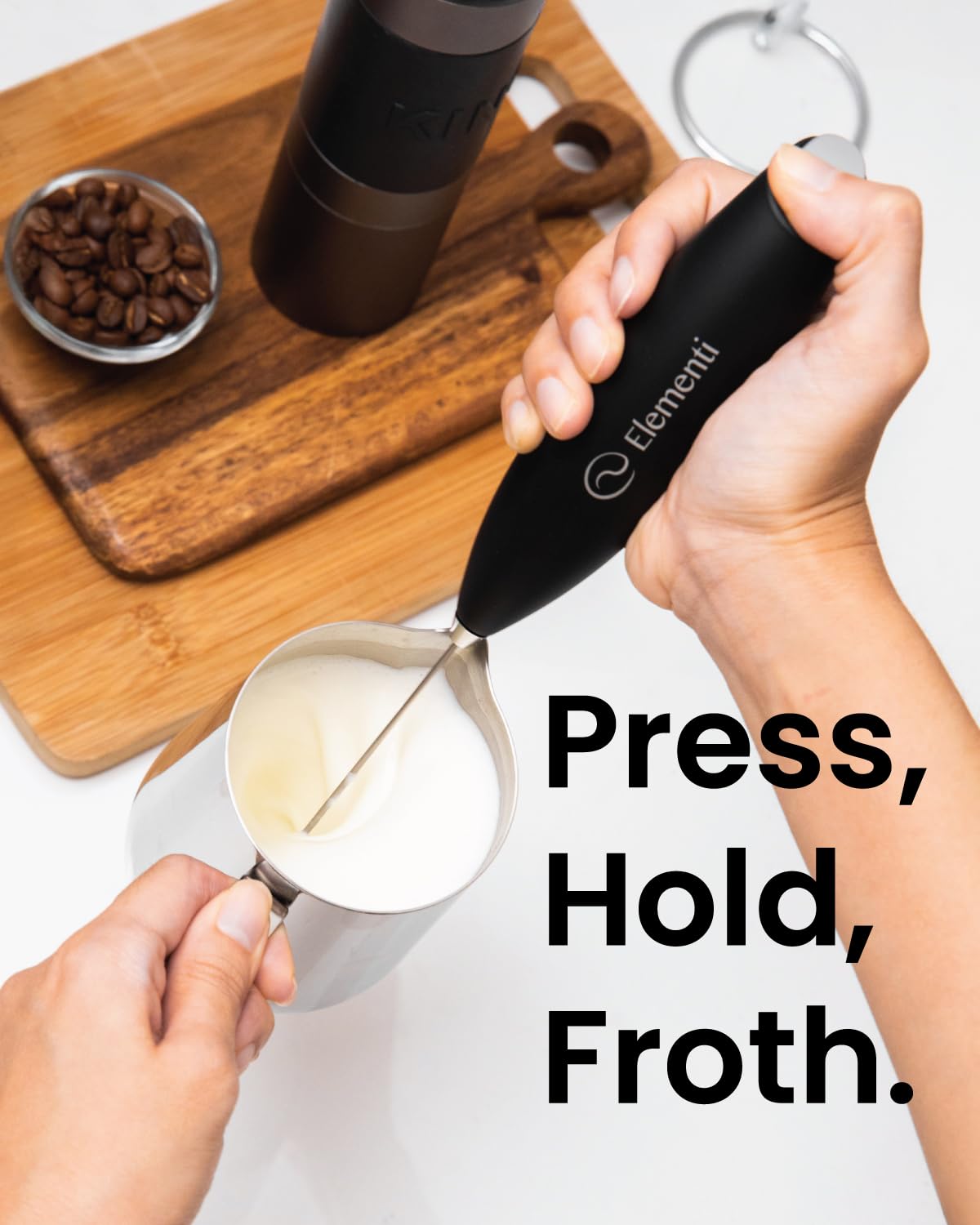 Elementi frappe maker in a cozy kitchen setup for quick beverages