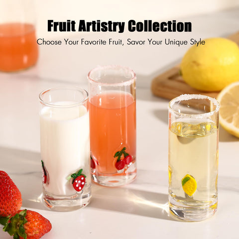 ELERGIFTS lemon-shot glasses pair well with lemon drops and citrus-based spirits.