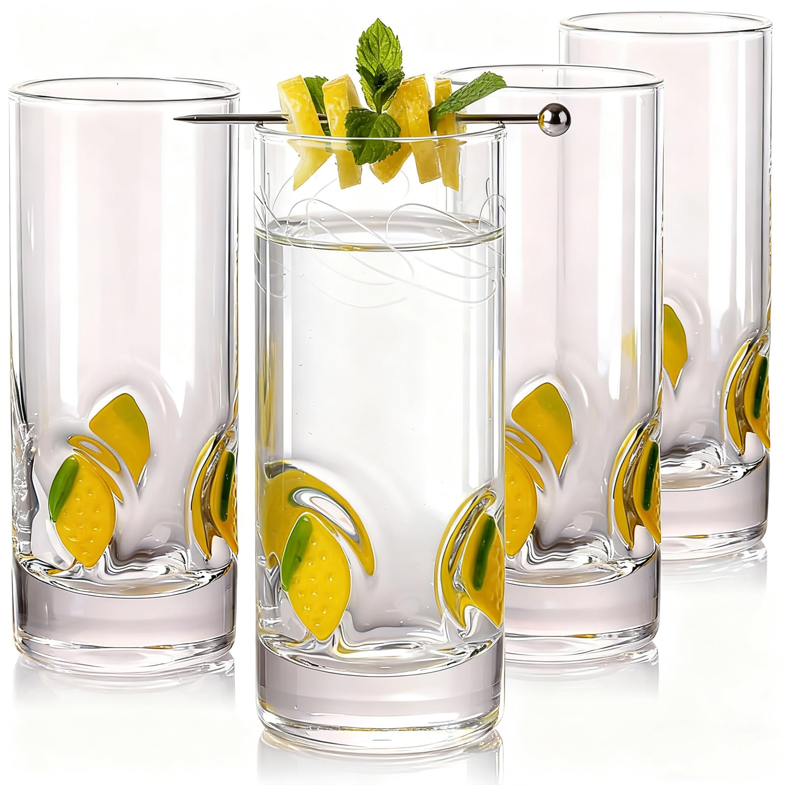 ELERGIFTS lemon-icon shot glasses 4pc set for vibrant cocktails and parties.