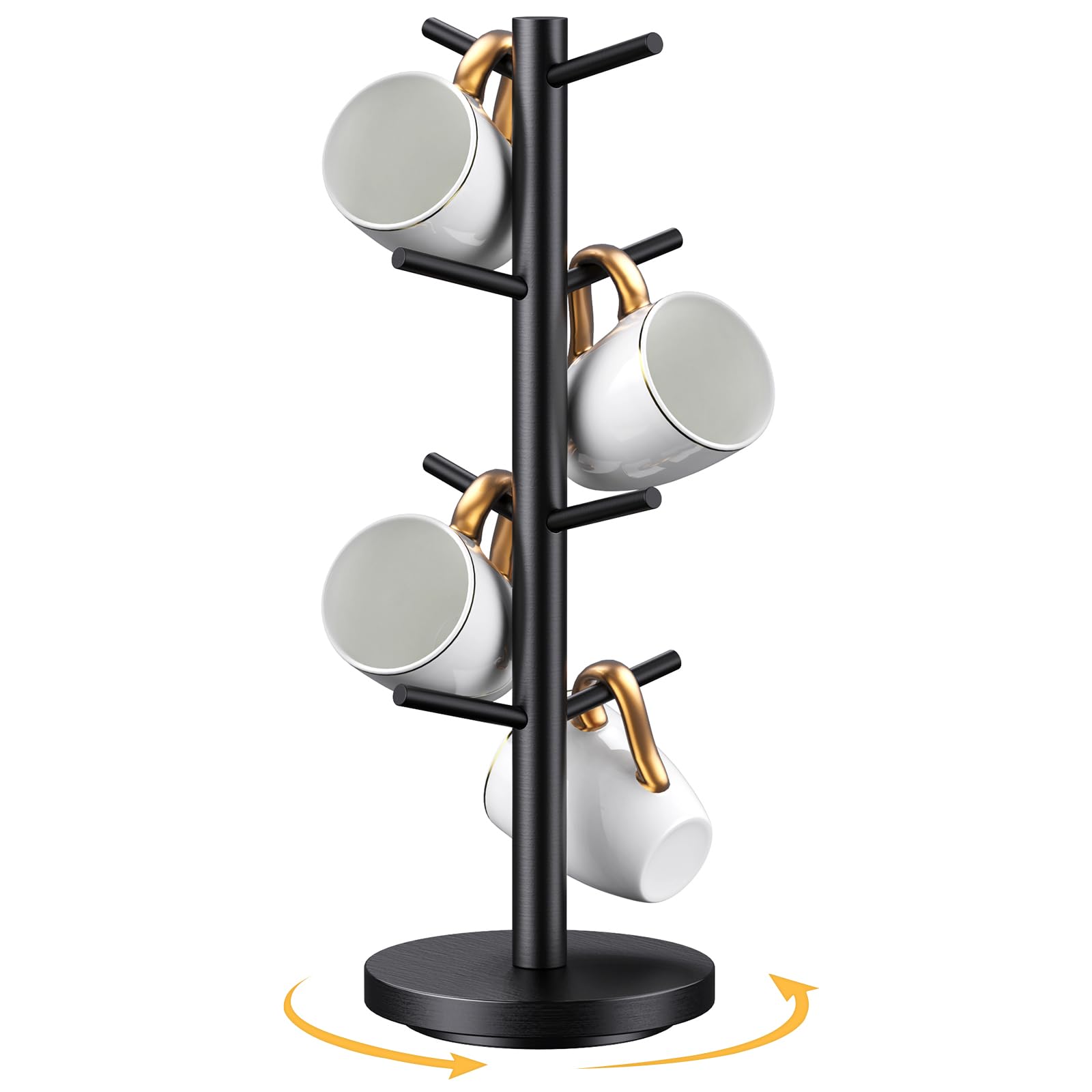Eight-hook mug tree ready to organize mugs neatly on a counter.