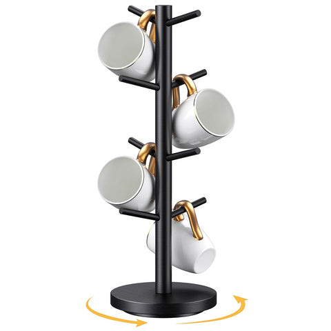 Eight-hook mug tree ready to organize mugs neatly on a counter.
