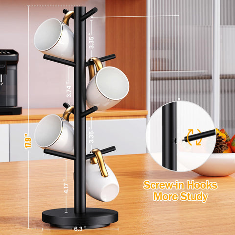 Elerator mug tree assembly is tool-free using included instructions.