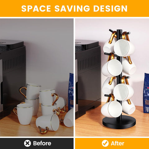 Secure branch connections ensure durable hanging for mugs.