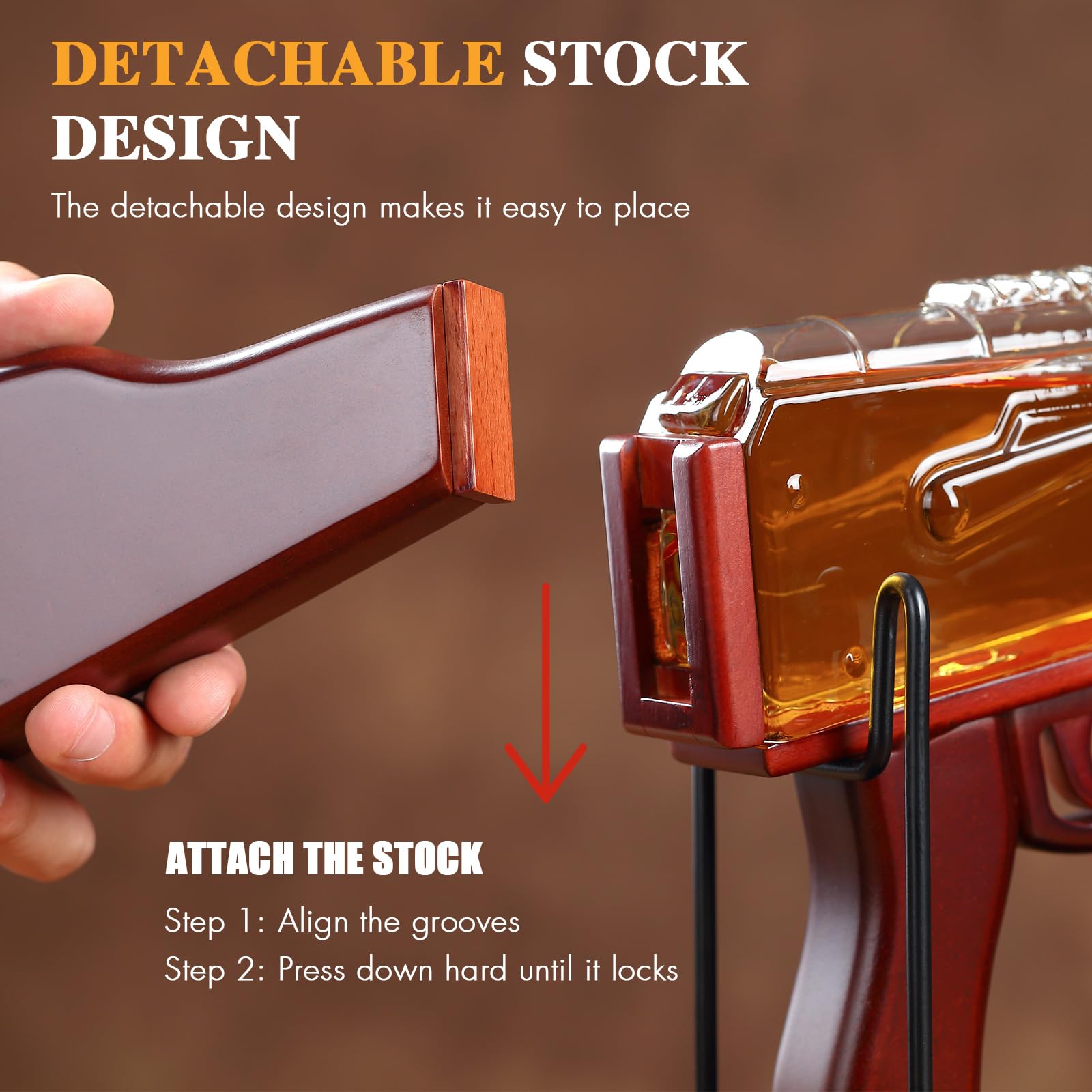 ELERGIFTS removable wooden stock enables easy storage and cleaning.