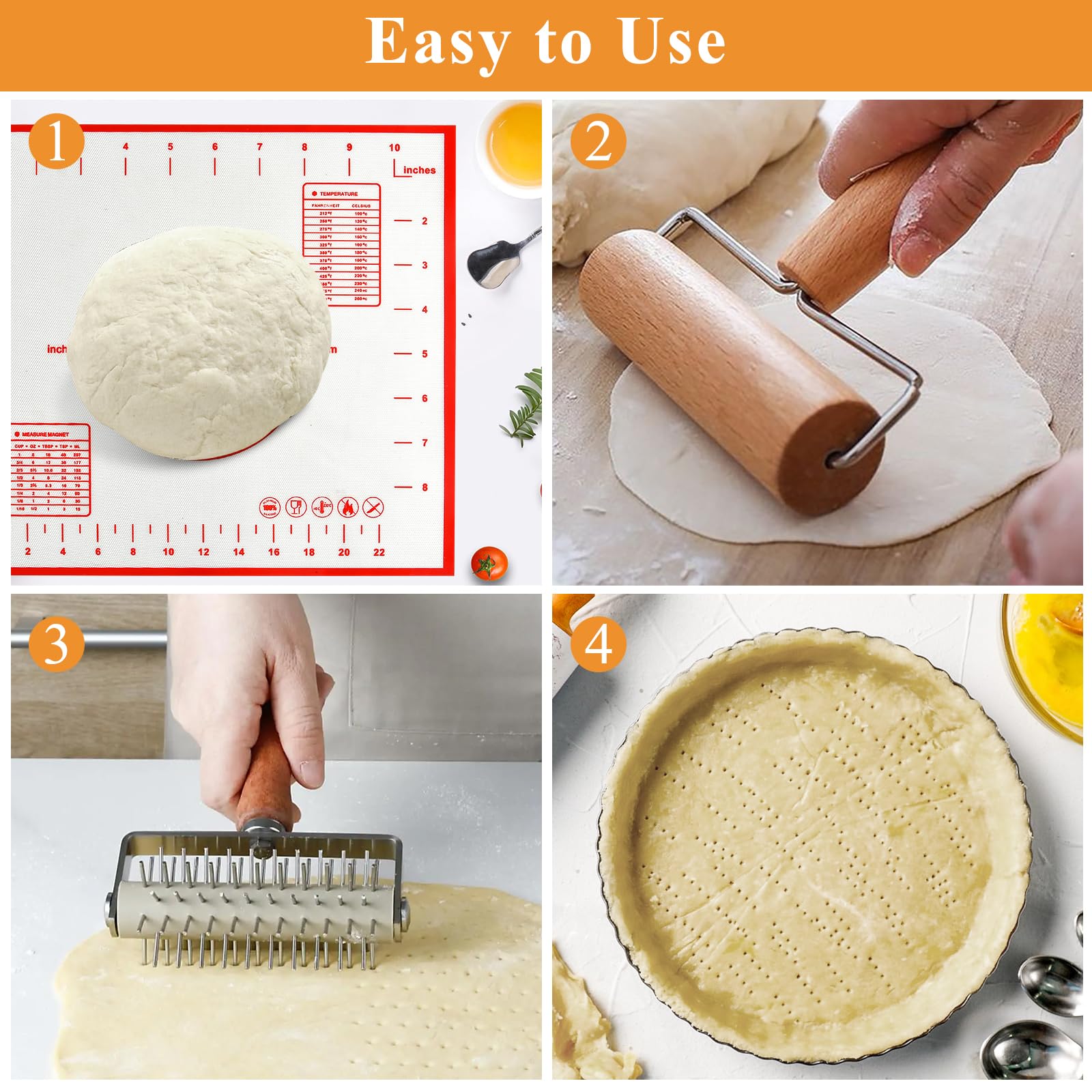 Elesunory 105-pin dough docker speeds up perforating dough efficiently.