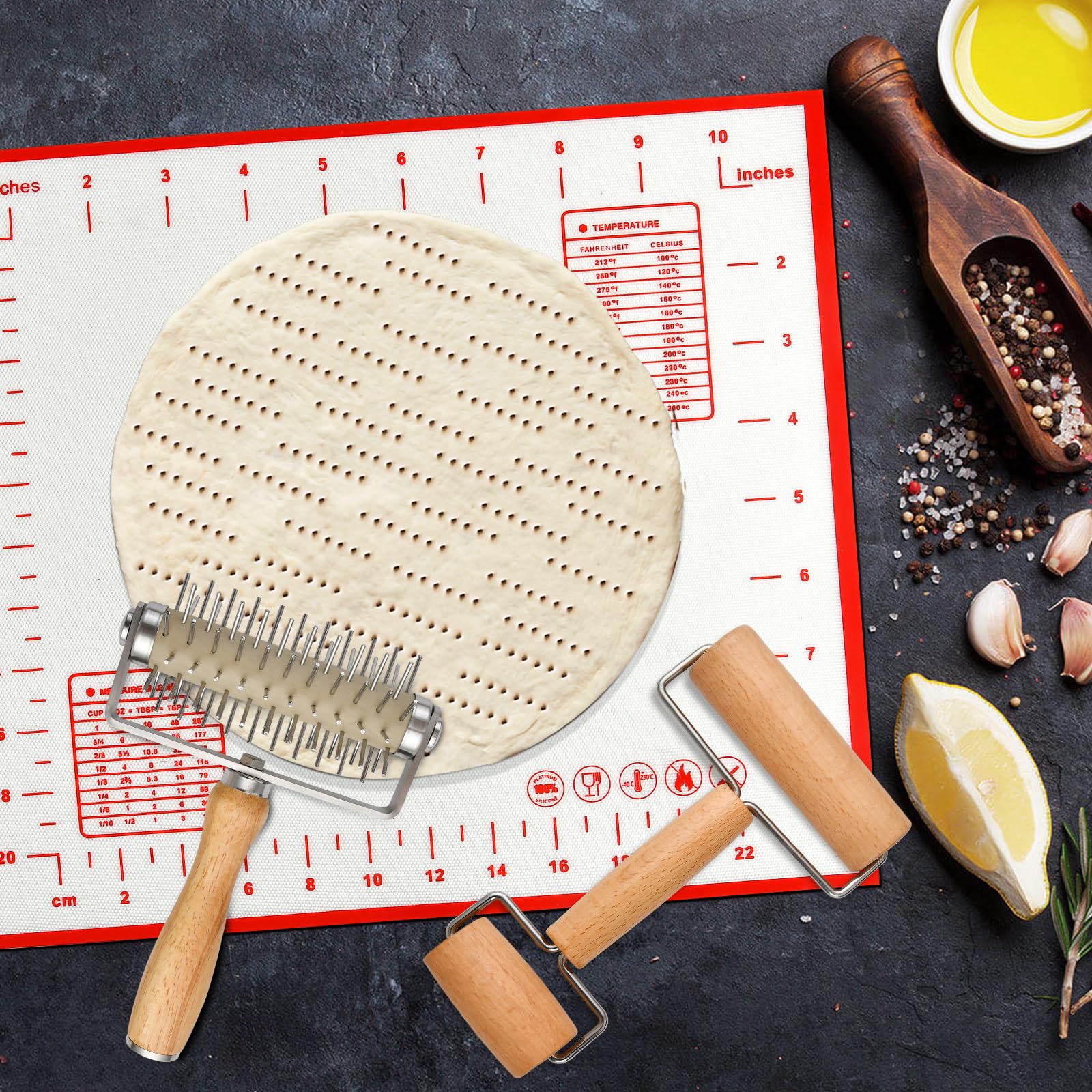 Elesunory non-slip baking mat keeps rolling area steady and mess-free.