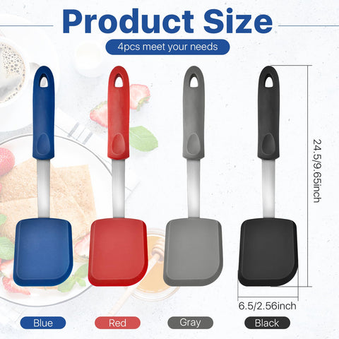 Elesunory silicone spatula set black highlights safe flexible heads for gentle food turning