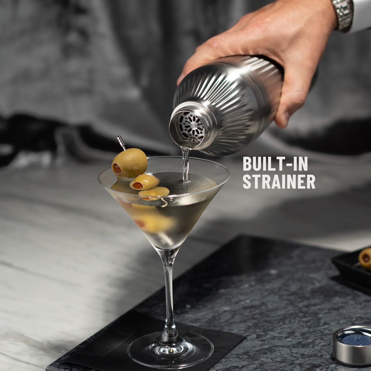 Ergonomic fluted grip on Elevated Craft Diamond Edition shaker for secure handling
